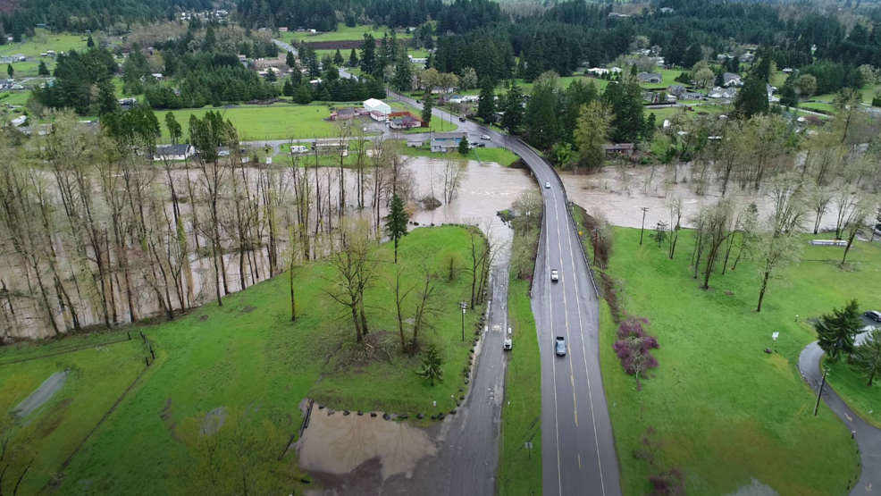 Aerial Video Flooding On Row River In Cottage Grove Area April 8