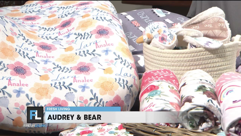 audrey bear swaddle blanket