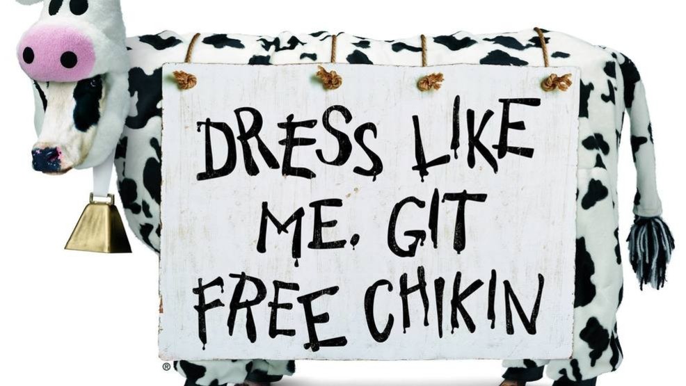 Free food today at Chick-fil-A, if you dress like a cow 