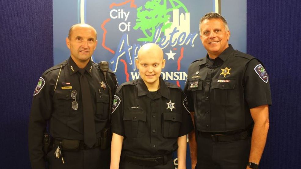 police appleton wisconsin department wish officer receive teen foundation granted frerking battling jacob chance cancer become