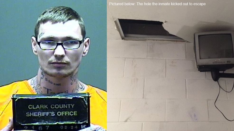Inmate escapes from Clark County Jail through ceiling; in custody KHQA