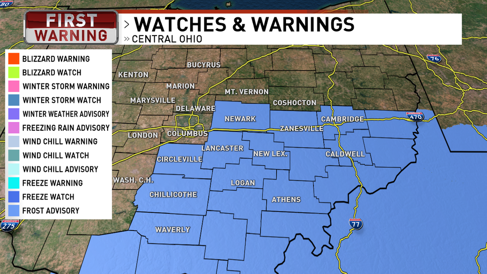 Frost advisory issued for parts of Central and Southeastern Ohio WTTE
