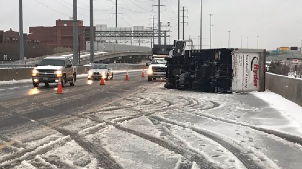 Ryder truck slips on ice, overturns over on I95 in Virginia during
