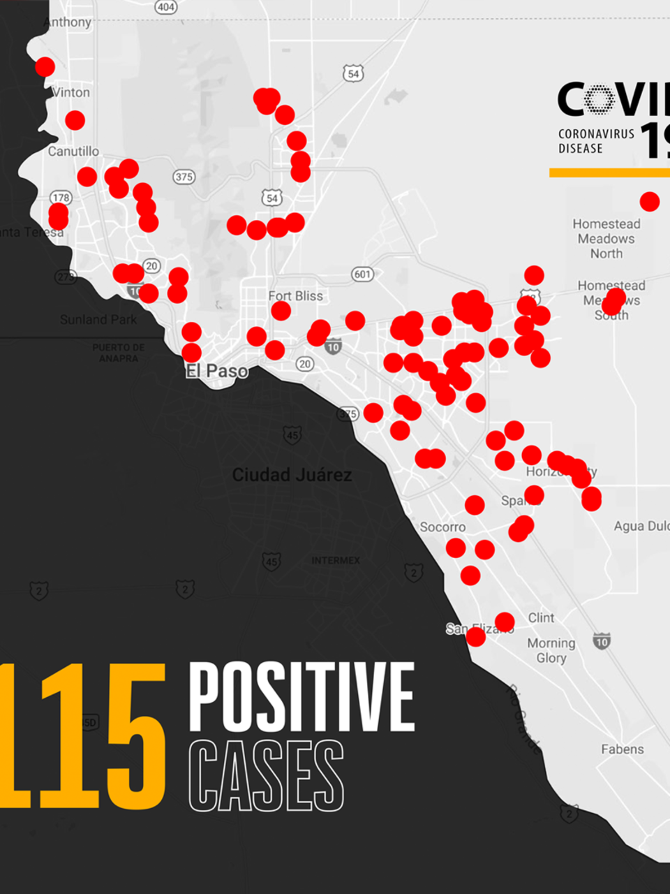 el paso tx zip code map Covid 19 Cases In El Paso Reach 115 With Announcement Of 9 New el paso tx zip code map