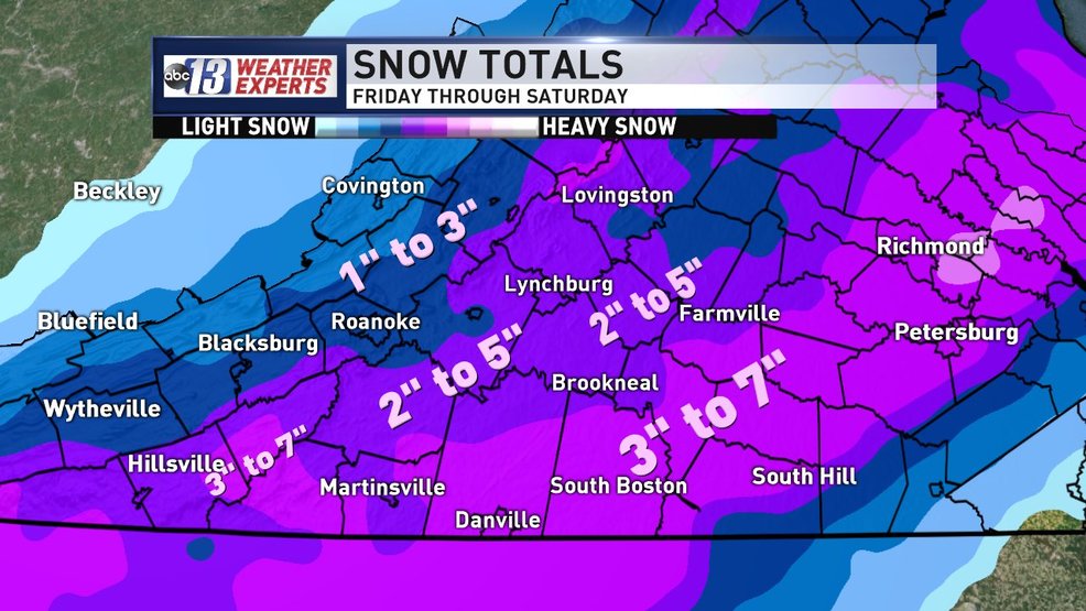 Snow totals increase in the Heart of Virginia WSET
