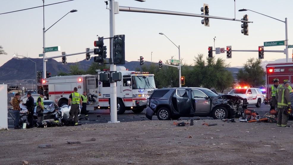 Henderson Police Investigate A Three Car Crash Near Boulder Highway